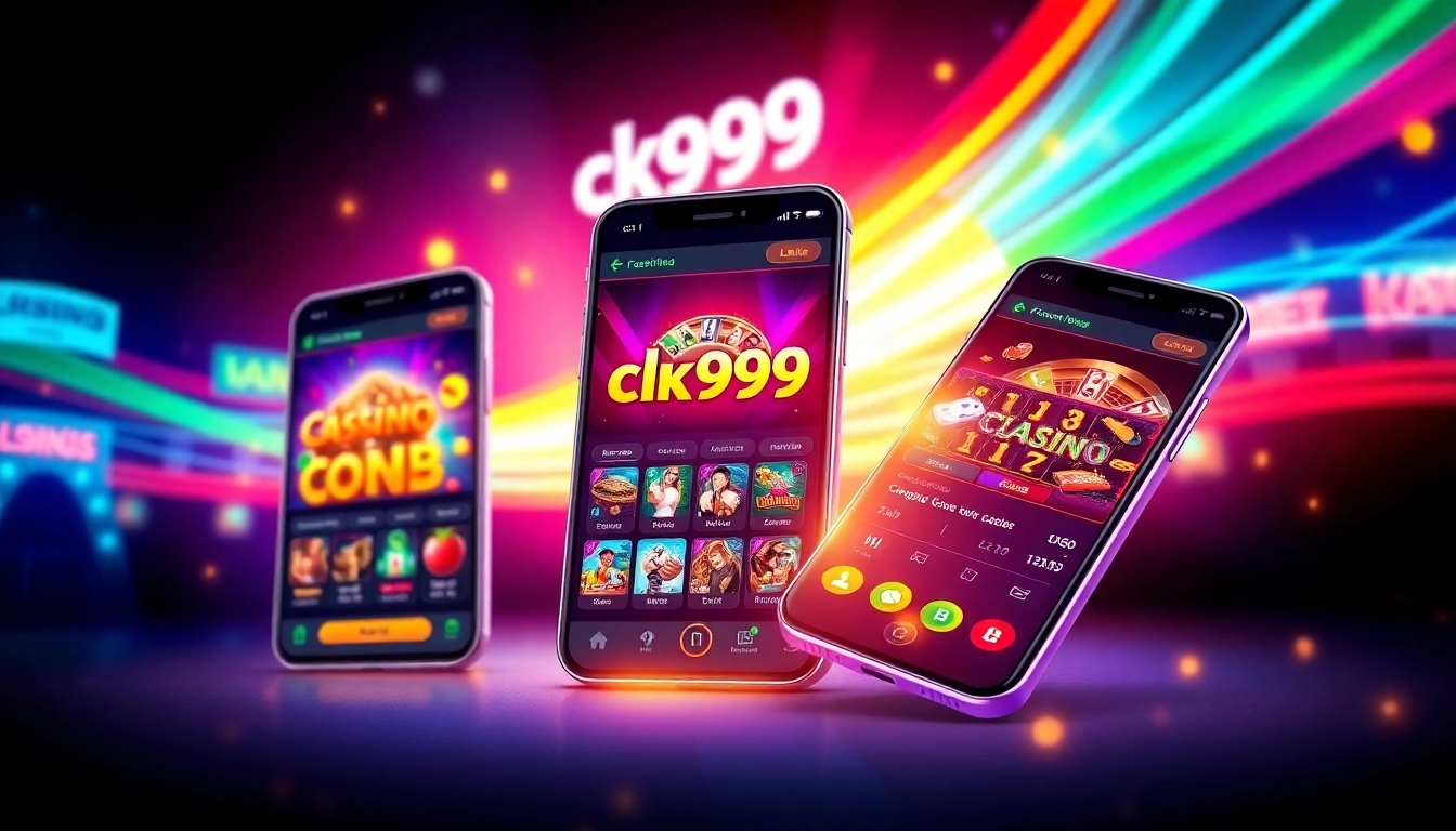 The ck999 app interface displays engaging casino games on a smartphone screen, illustrating seamless mobile betting for users.