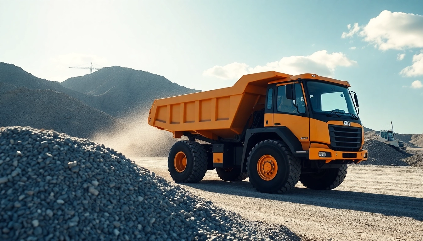 Dumper rental for construction sites, showcasing a rugged dumper truck in action transferring materials efficiently.